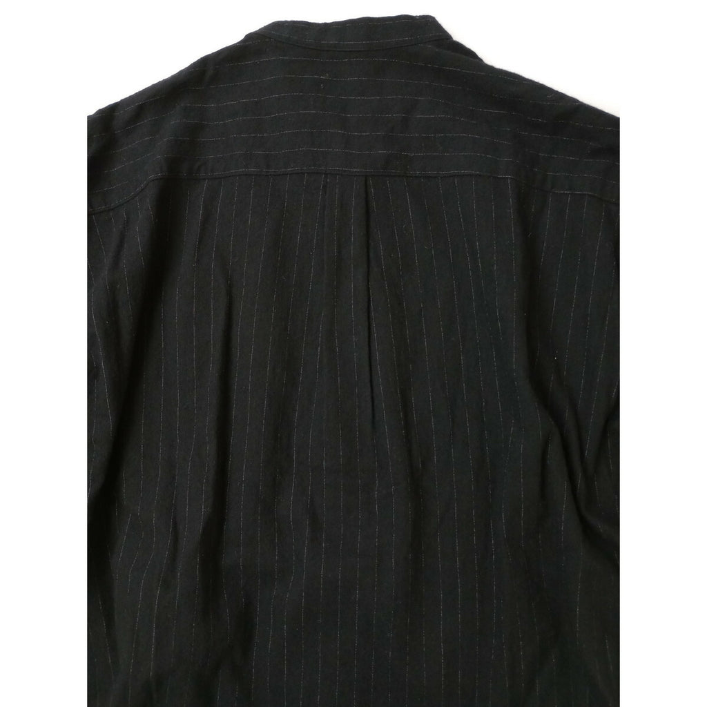 nest Robe ネストローブ ストライプ コットン ウール バンドカラー チュニック 長袖 ロング ワンピース 黒 ブラック F (15M＋9954)【中古】
