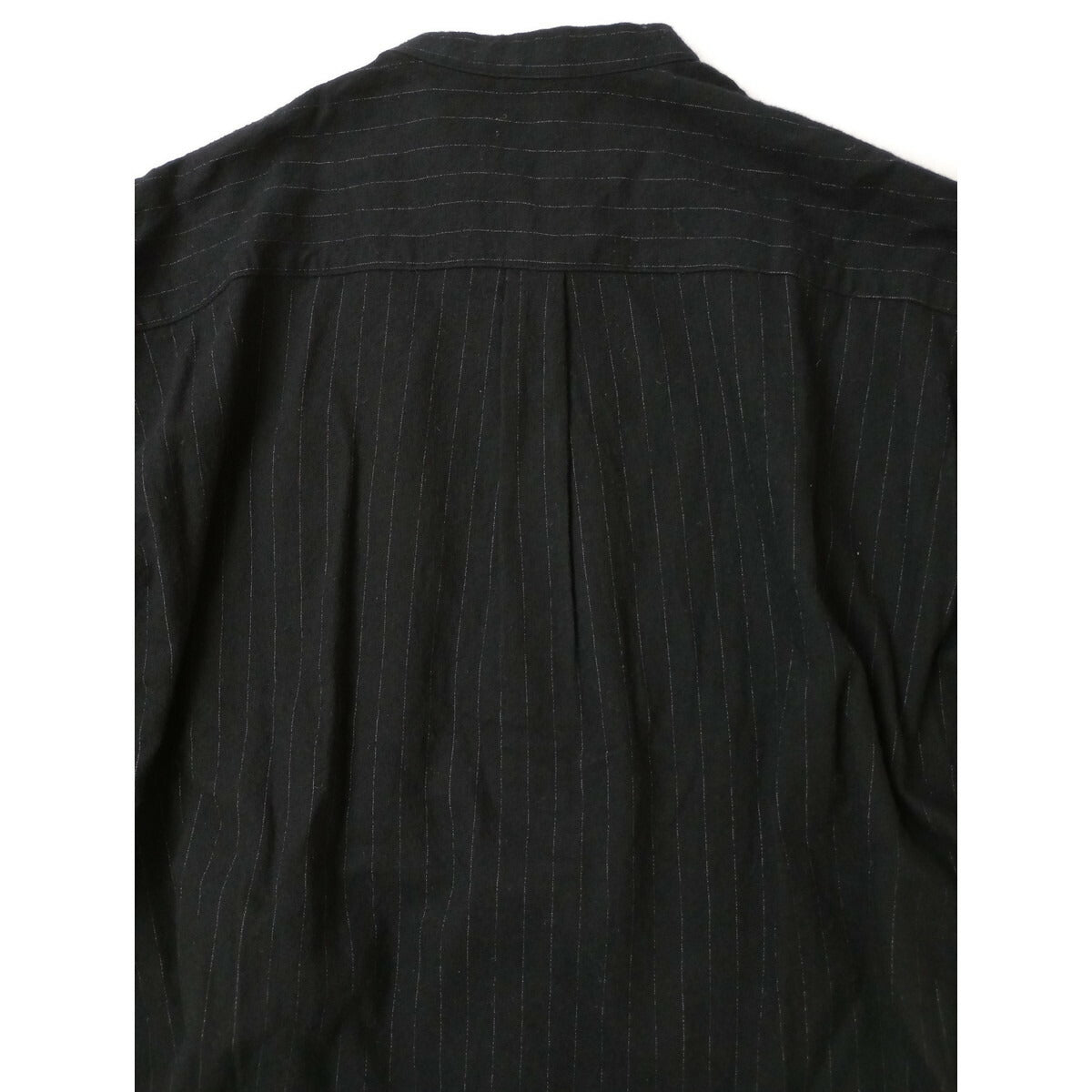 nest Robe ネストローブ ストライプ コットン ウール バンドカラー チュニック 長袖 ロング ワンピース 黒 ブラック F (15M＋9954)【中古】