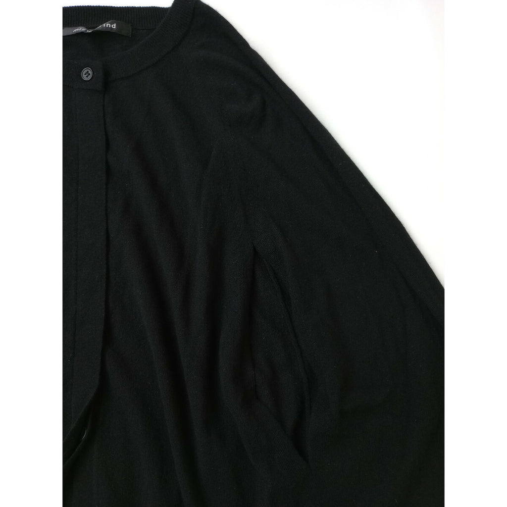 mizuiro ind ミズイロインド ウール 毛 混 ニット ポンチョ 羽織 カーディガン 黒 ブラック【中古】