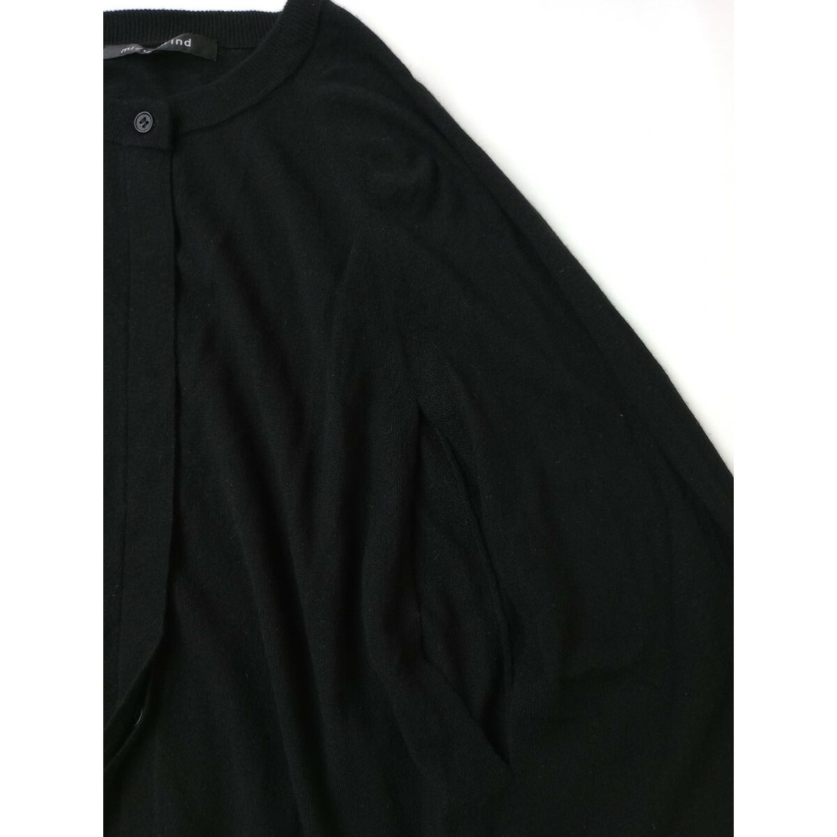 mizuiro ind ミズイロインド ウール 毛 混 ニット ポンチョ 羽織 カーディガン 黒 ブラック【中古】
