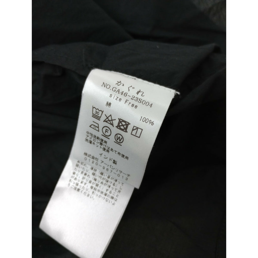 kagure かぐれ アーバンリサーチコットン ボイルアンガルカ 長袖カシュクール シャツブラウス トップス コットン 綿 100％ 黒 ブラック F【中古】