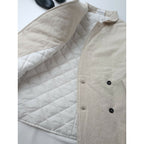 25AW Yarmo ヤーモ キルティング ダブル ブレステッド コットン 綿 リネン ワーク ジャケット ナチュラル 生成り【中古】
