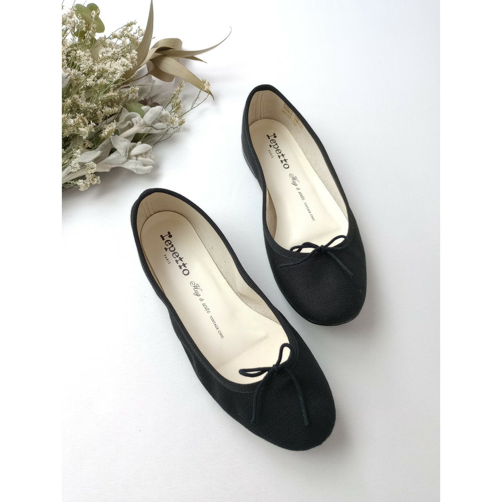 Repetto × 雅姫 レペット ハグオーワー LEE別注 リネン 麻 混 サンドリオン バレエ シューズ フラット パンプス 靴 38【中古】