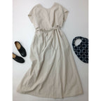 WONDER FULL LIFE ワンダーフルライフ APRON DRESS コットン リネン ラミー エプロン ドレス ロング ワンピース 生成り M【中古】