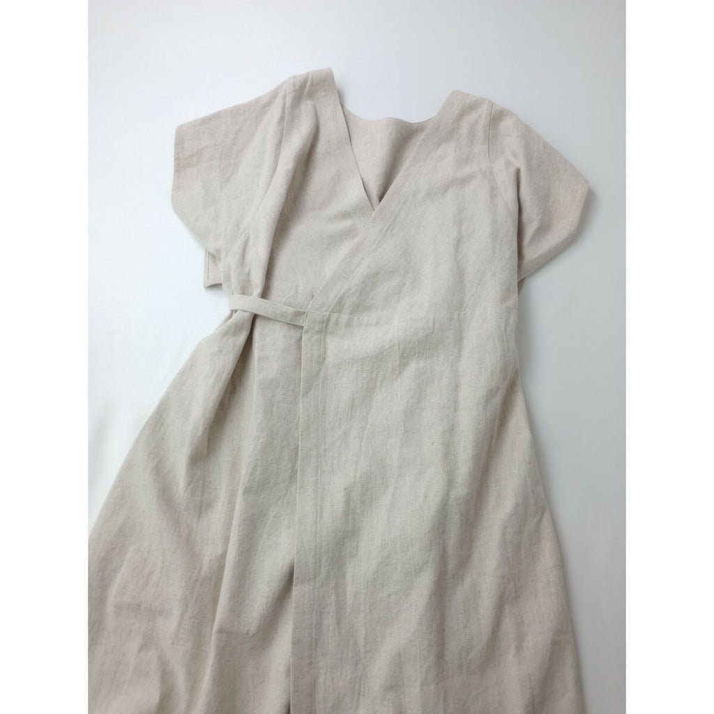 WONDER FULL LIFE ワンダーフルライフ APRON DRESS コットン リネン ラミー エプロン ドレス ロング ワンピース 生成り M【中古】