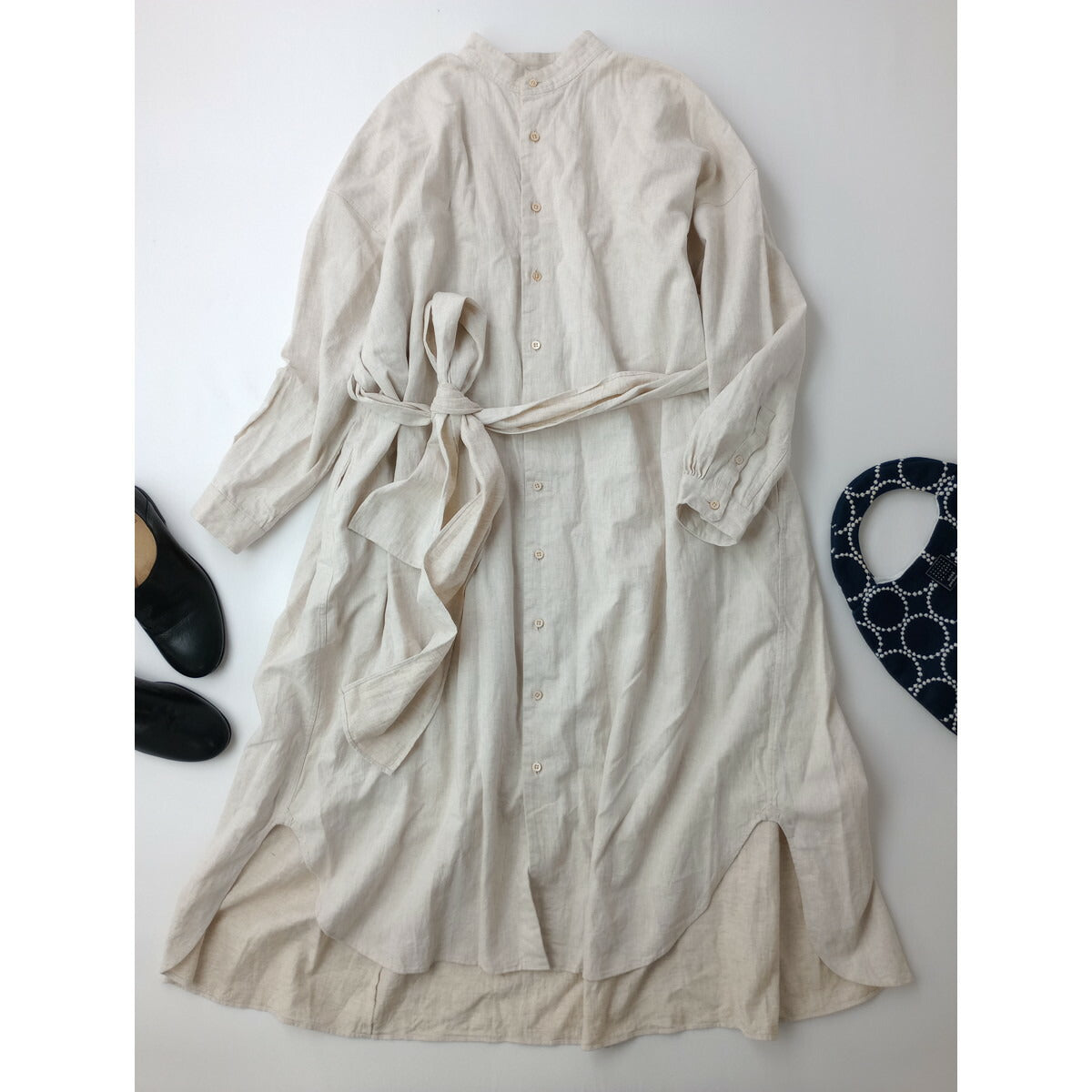 suzuki takayuki スズキタカユキ herringbone twill shirt ヘリンボーン ツイル シャツ 長袖 ワンピース ロング 生成り【中古】