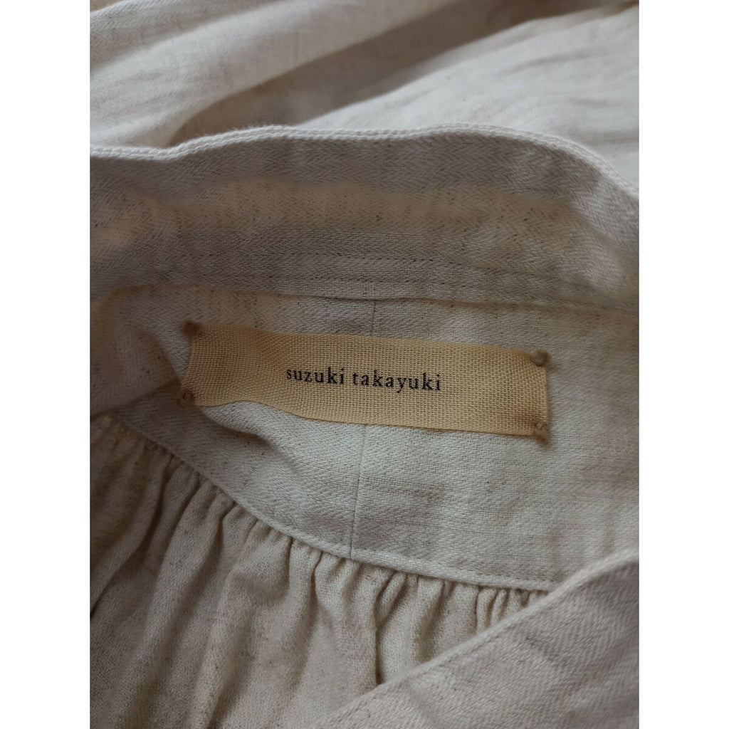 suzuki takayuki スズキタカユキ herringbone twill shirt ヘリンボーン ツイル シャツ 長袖 ワンピース ロング 生成り【中古】
