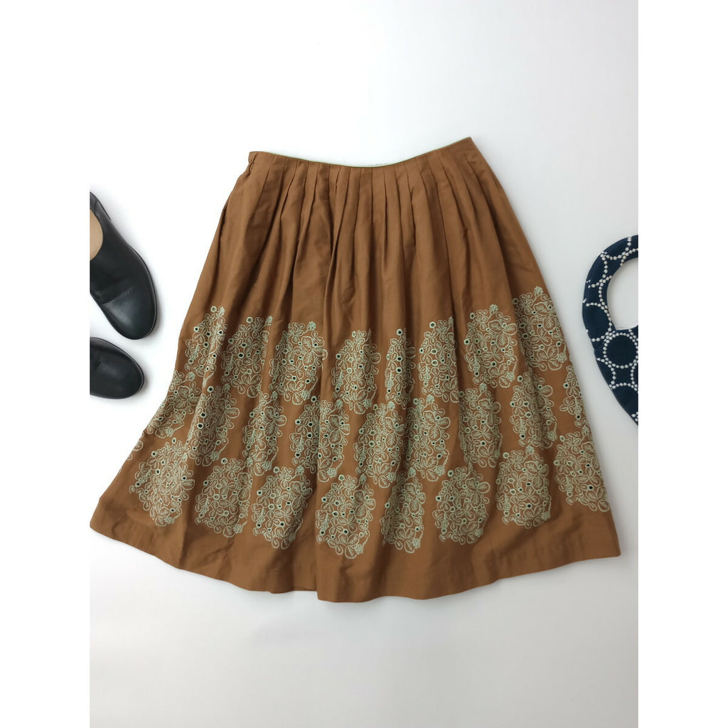 mina perhonen ミナペルホネン sometimes lucky ギャザー スカート ブラウン 38【中古】