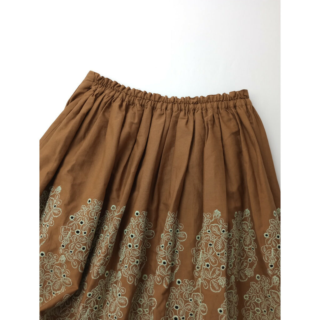mina perhonen ミナペルホネン sometimes lucky ギャザー スカート ブラウン 38【中古】