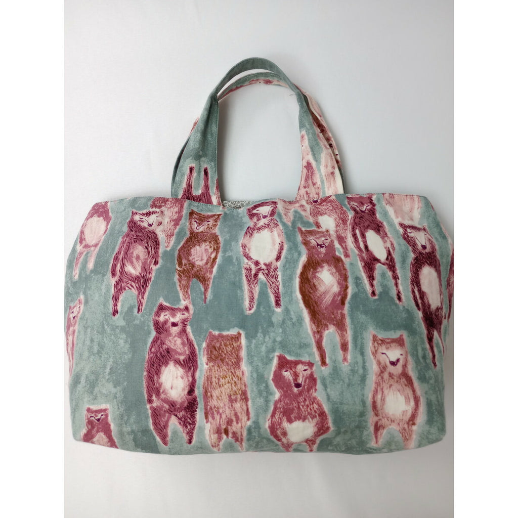 ミナペルホネン mina perhonen alive パニーニ バッグ グレー 熊【中古】