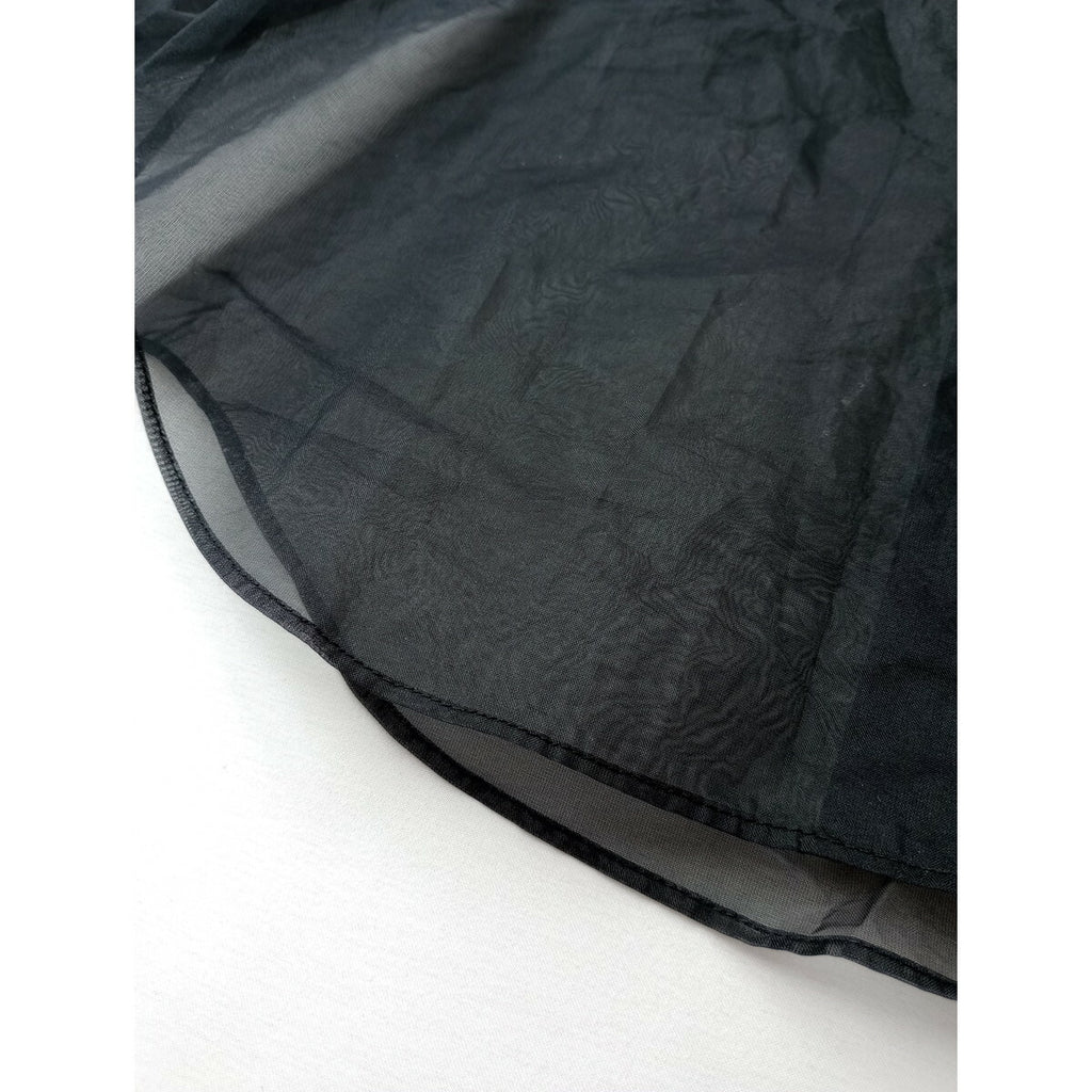24SS COMME des GARCONS コムデギャルソン ナイロン 100％ チュール シアー シャツ 長袖 黒 ブラック XS【中古】