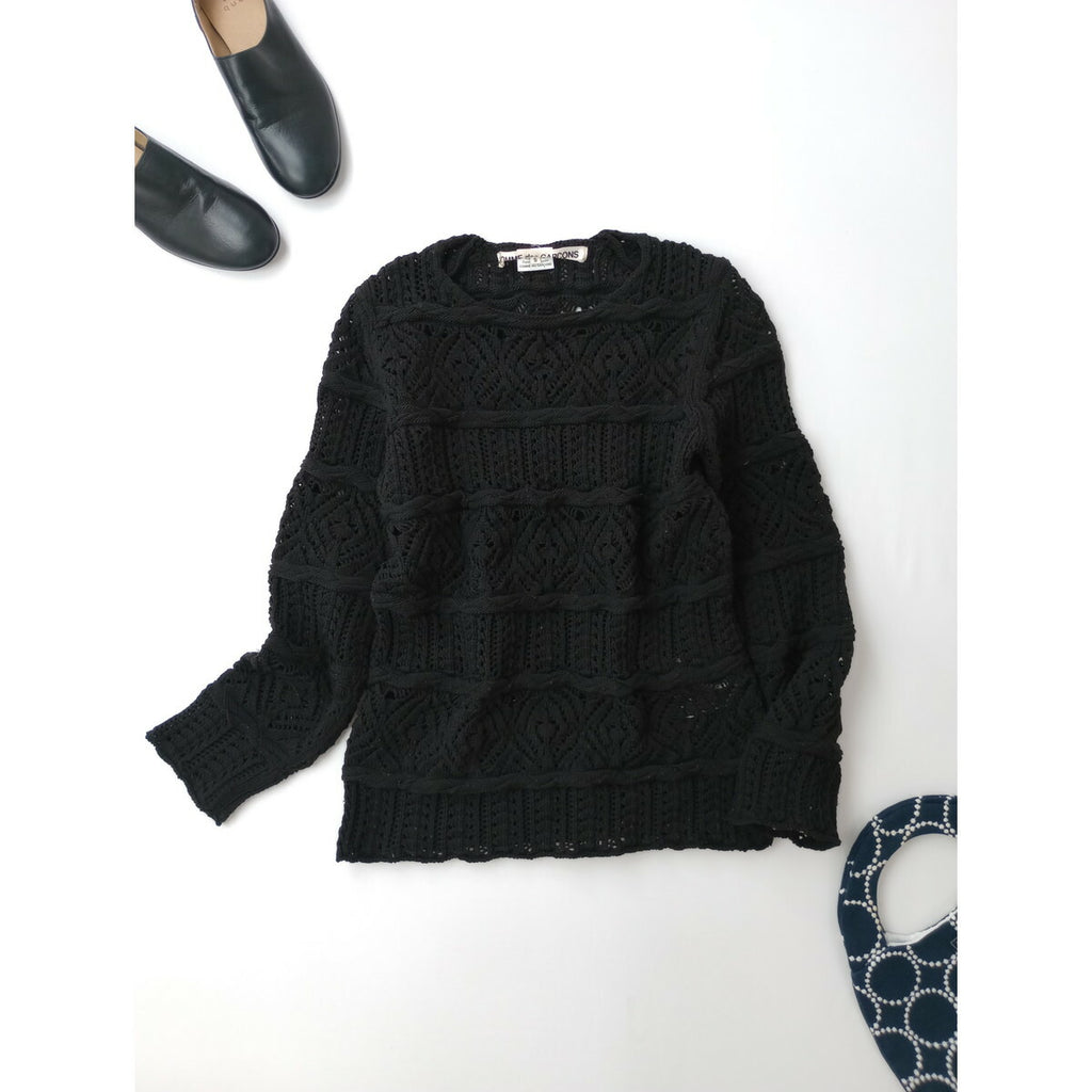 COMME des GARCONS コムデギャルソン メッシュ ニット 長袖 トップス S 黒 ブラック【中古】