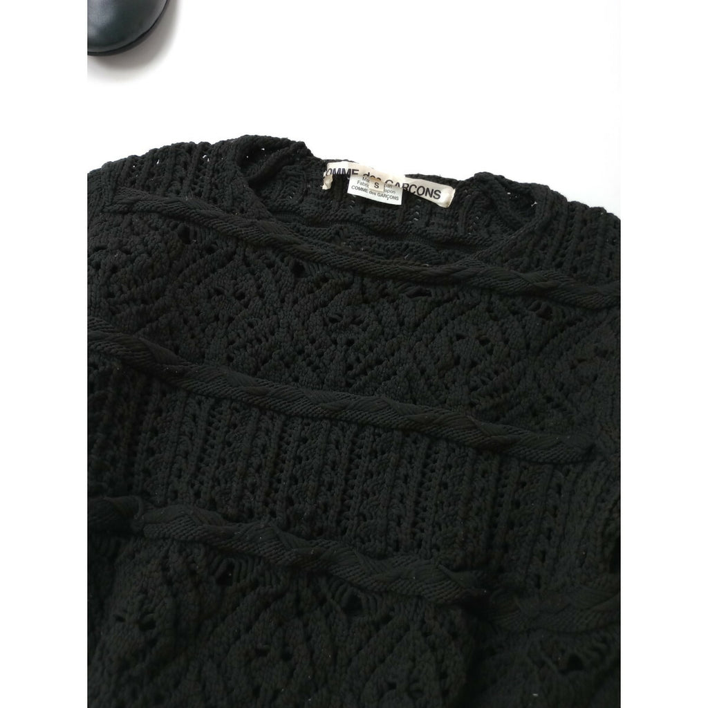 COMME des GARCONS コムデギャルソン メッシュ ニット 長袖 トップス S 黒 ブラック【中古】