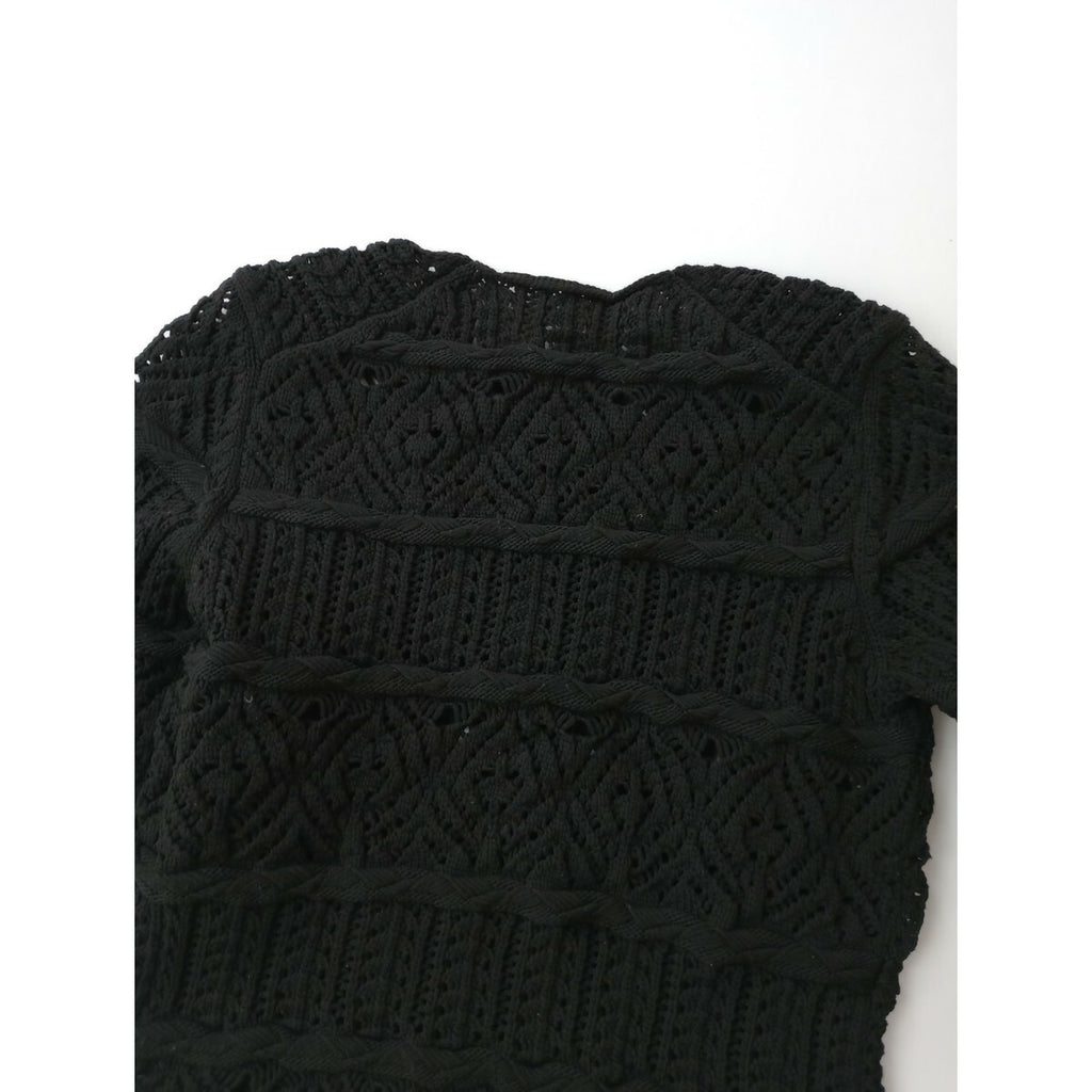 COMME des GARCONS コムデギャルソン メッシュ ニット 長袖 トップス S 黒 ブラック【中古】