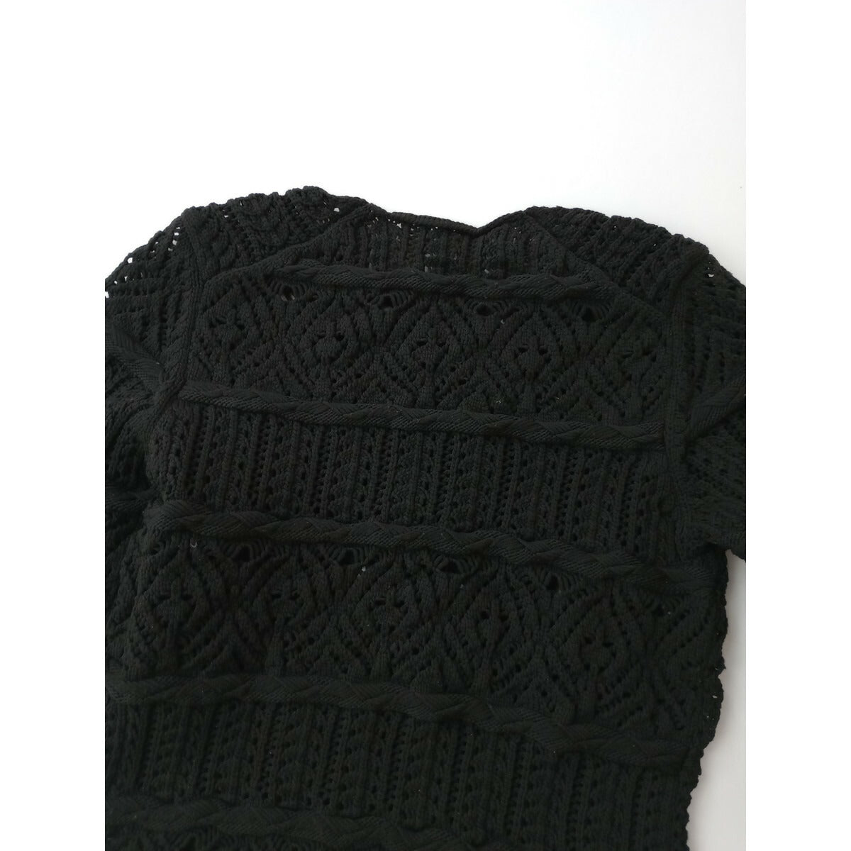 COMME des GARCONS コムデギャルソン メッシュ ニット 長袖 トップス S 黒 ブラック【中古】