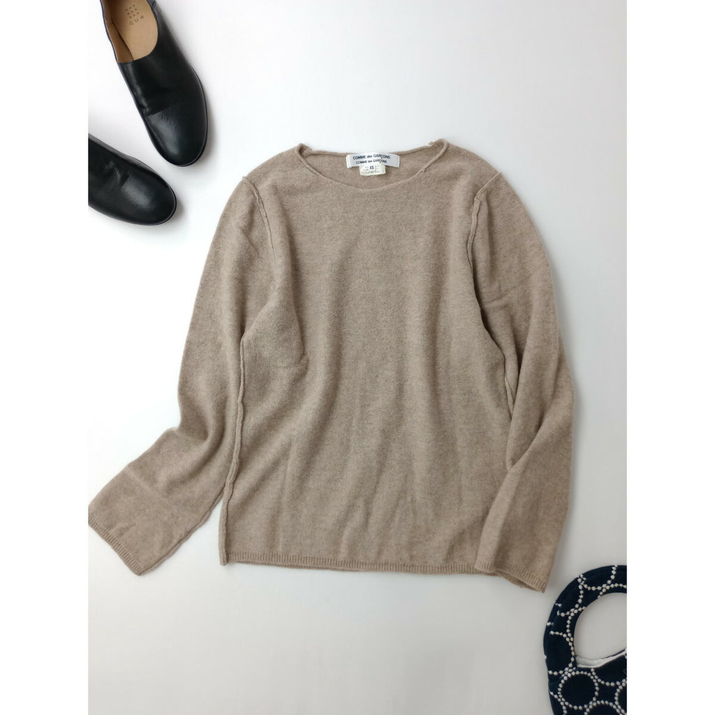 COMME des GARCONS COMME des GARCONS コムデギャルソン コムコム ウール 毛 100％ ニットトップス 長袖 セーター ベージュ XS (11M＋0527)【中古】