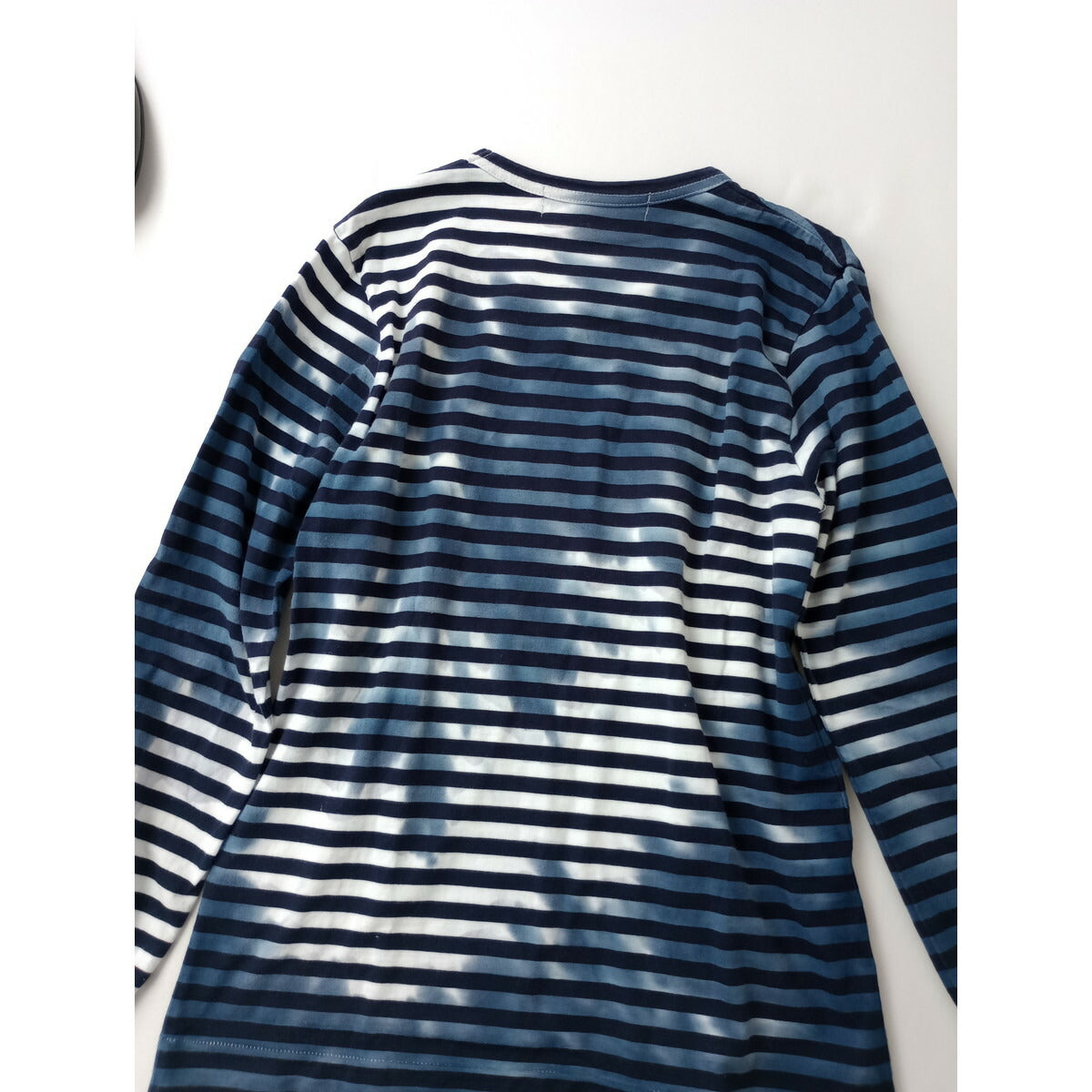 PLAY COMME des GARCONS コムデギャルソン タイダイ染め ボーダー 長袖 Tシャツ カットソー トップス ネイビー 白 S【中古】