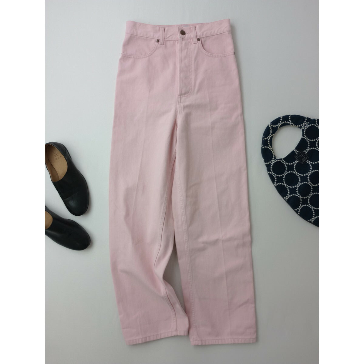 cristaseya クリスタセヤ ハイウエスト ジーンズ ピンク コットン 綿 100％ パンツ XS ピンク【中古】