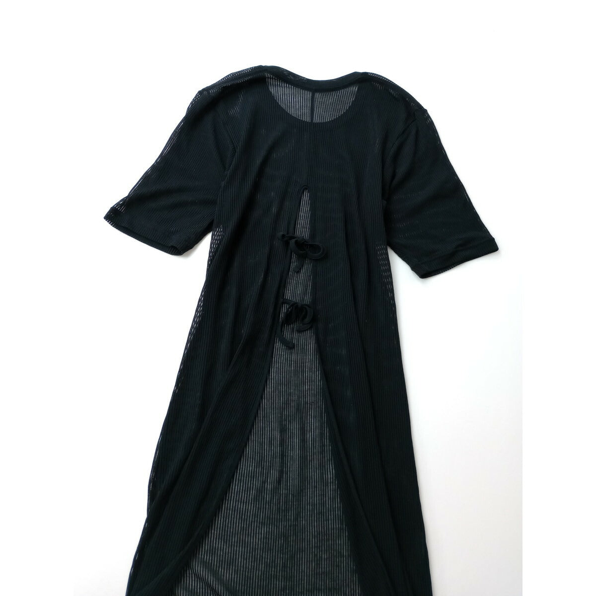 jonnlynx ジョリンクス コットン 綿 100％ ニット voile rib long dress ボイル リブ ロング ドレス ワンピース シアー 黒 ブラック F【中古】