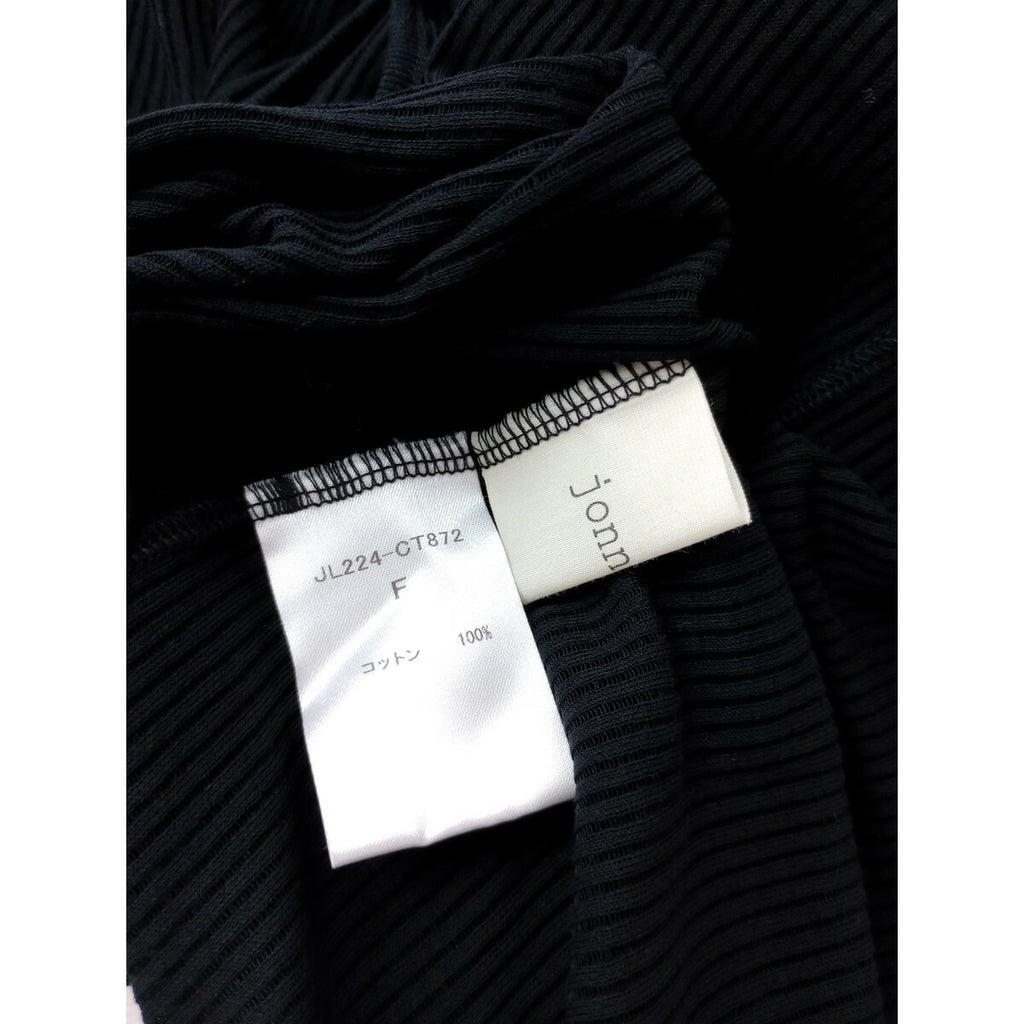 jonnlynx ジョリンクス コットン 綿 100％ ニット voile rib long dress ボイル リブ ロング ドレス ワンピース シアー 黒 ブラック F【中古】