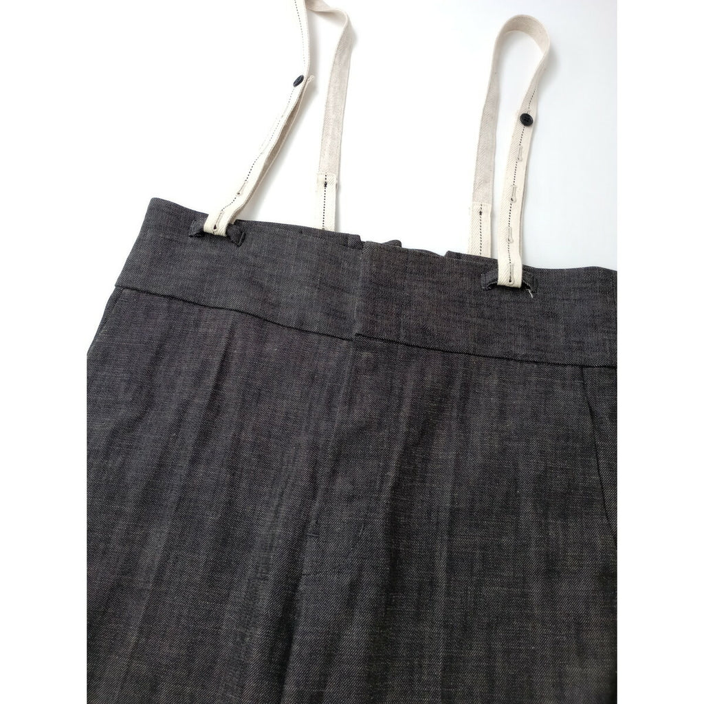 jonnlynx ジョリンクス コットン リネン サスペンダー デニムパンツ 墨 黒 ブラック M【中古】