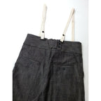 jonnlynx ジョリンクス コットン リネン サスペンダー デニムパンツ 墨 黒 ブラック M【中古】