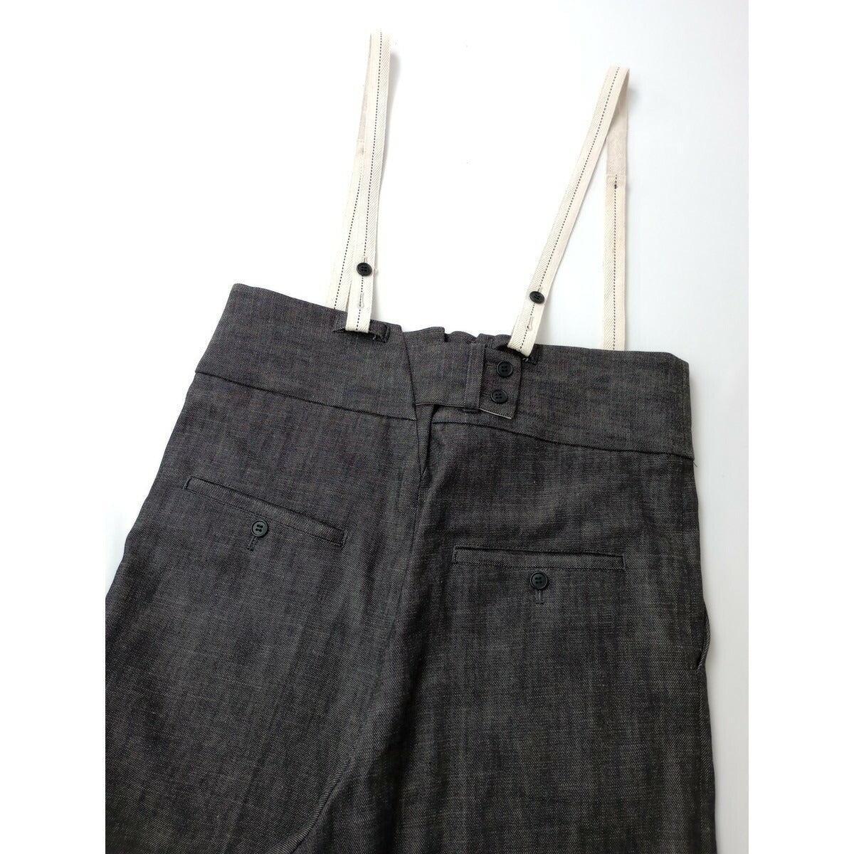 jonnlynx ジョリンクス コットン リネン サスペンダー デニムパンツ 墨 黒 ブラック M【中古】