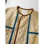 jonnlynx ジョリンクス shiny jacquard jacket シャイニー ジャガード ジャケット ノーカラー クリームイエロー F【中古】