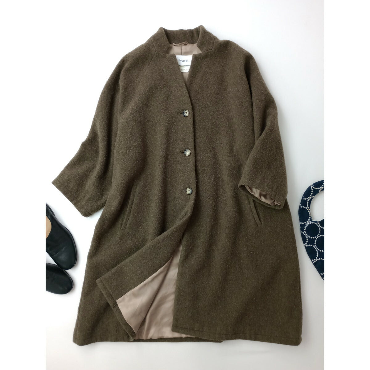 Veritecoeur ヴェリテクール ヴィンテージ ブランケット ロング コート ブラウン(21M＋2605)【中古】