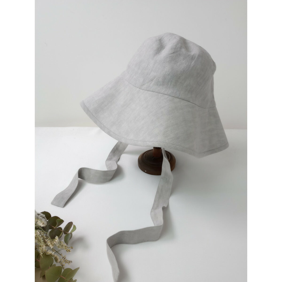 25SS evam eva エヴァムエヴァ linen strap hat リネン ストラップ ハット 帽子 グレー【中古】
