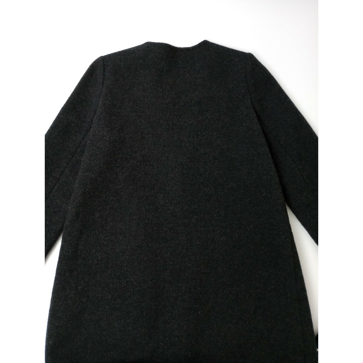 mizuiro ind ミズイロインド ウール 毛 混 ノーカラー ロング コート ダークグレー (21M＋2624)【中古】