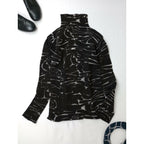 ISSEY MIYAKE イッセイミヤケ プリーツ プルオーバー ハイネック トップス カットソー 長袖 総柄 ダークブラウン M【中古】