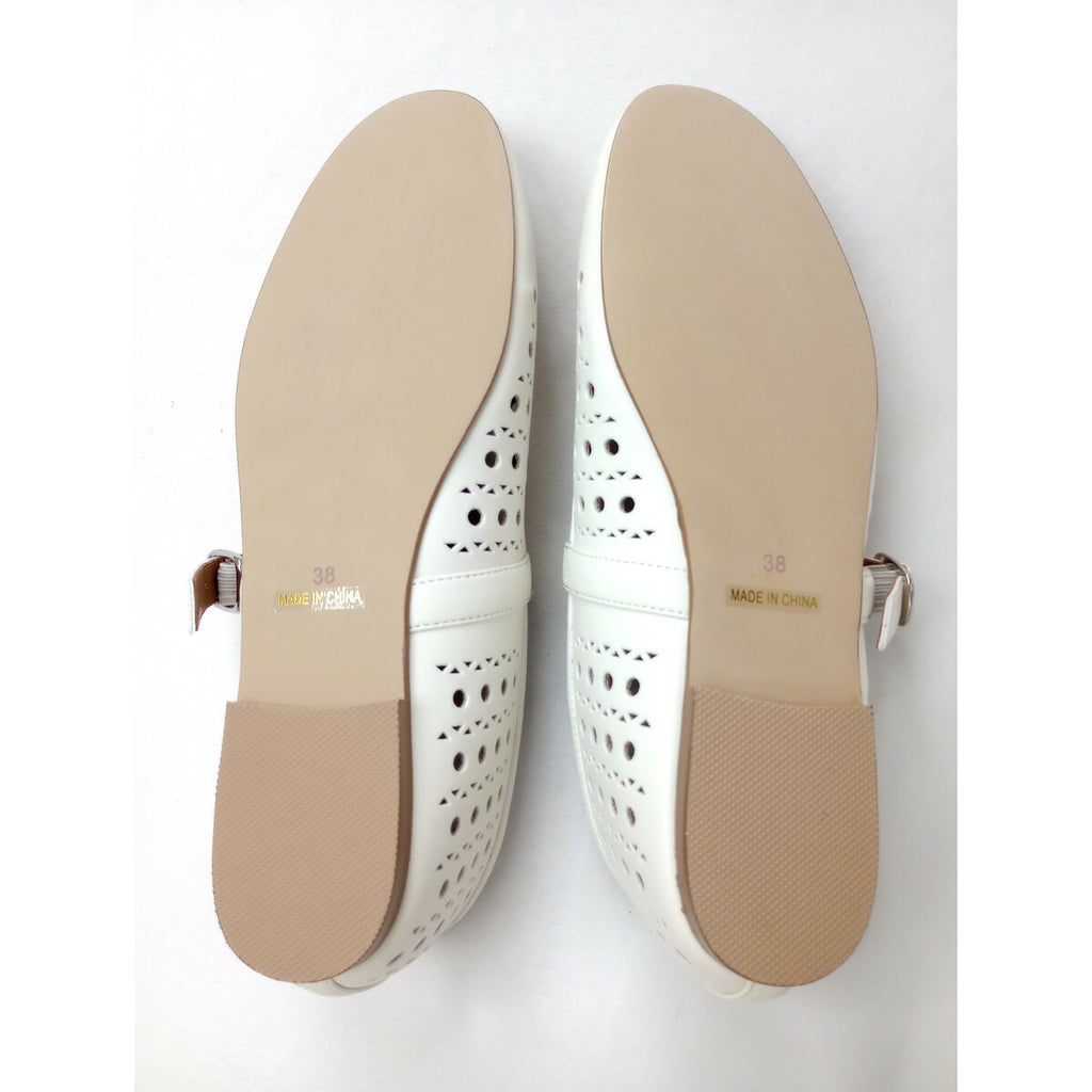 新品 25SS SHIPS シップス パンチング メリージェーン フラット シューズ 靴 白 38