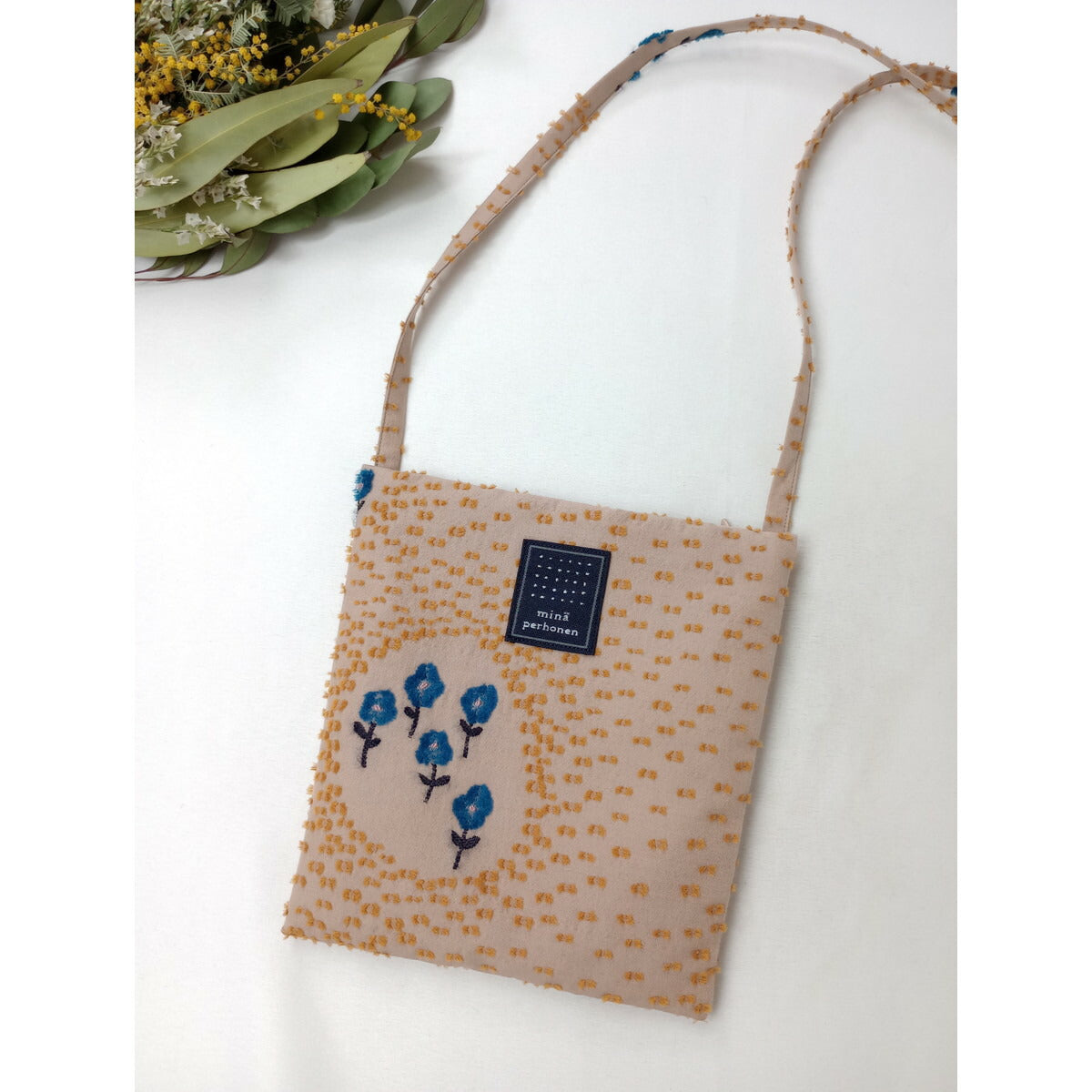 美品 ミナペルホネン mina perhonen ballade pocket bag ポケットバッグ ショルダー くすみピンク