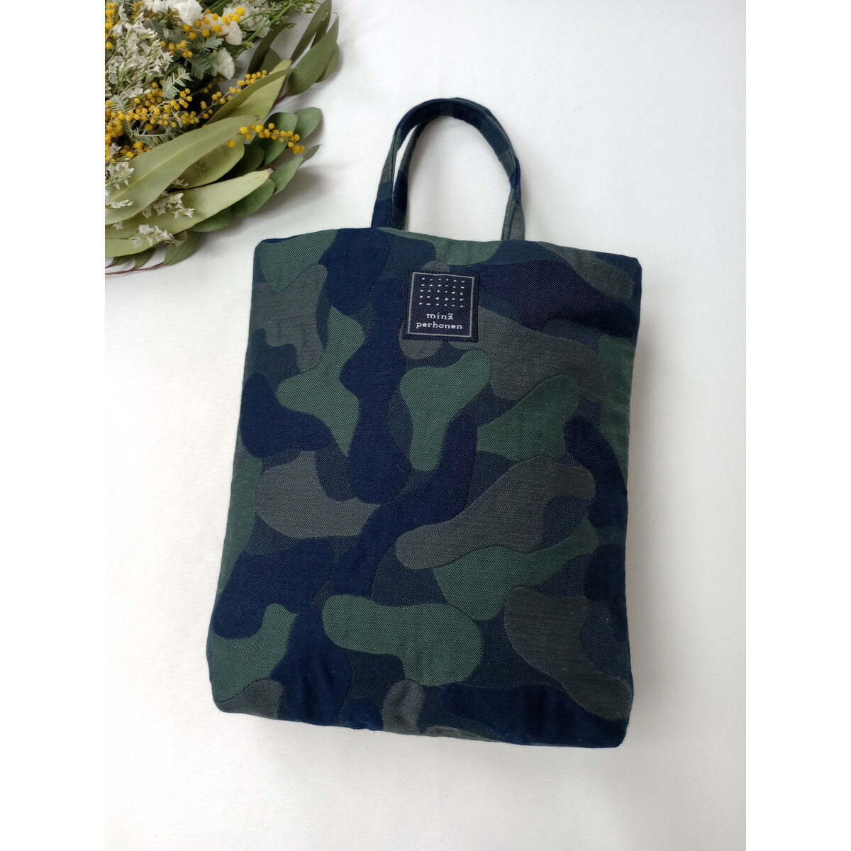 ミナペルホネン mina perhonen sleeping flower toast bag トーストバッグ ネイビー グリーン【中古】