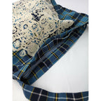 ミナペルホネン mina perhonen  tartan flower nest チェック 柄 パニーニ バッグ ブルー【中古】