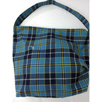 ミナペルホネン mina perhonen  tartan flower nest チェック 柄 パニーニ バッグ ブルー【中古】