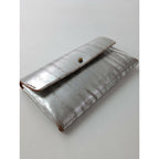 safuji サフジ ミニ 長財布 ホック ロング ウォレット レザー シルバー【中古】