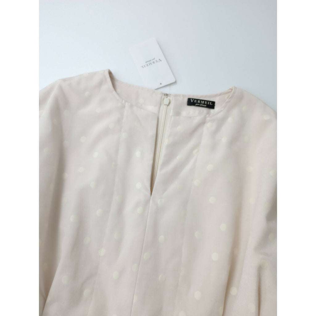 26SS VERMEIL par iena ヴェルメイユパーイエナ DOT ドット 柄 ジャガード ウエスト シェイプ ワンピース ロング ライトベージュ 040【中古】
