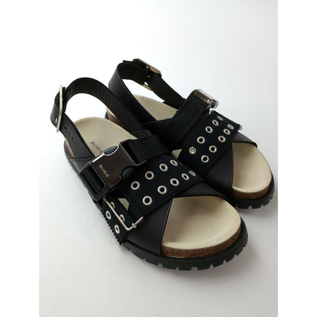 sacai × A.P.C. サカイ アーペーセー Jules Leather Sandals レザー サンダル 靴 黒 ブラック 38【中古】