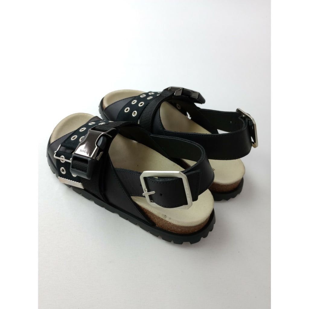 sacai × A.P.C. サカイ アーペーセー Jules Leather Sandals レザー サンダル 靴 黒 ブラック 38【中古】