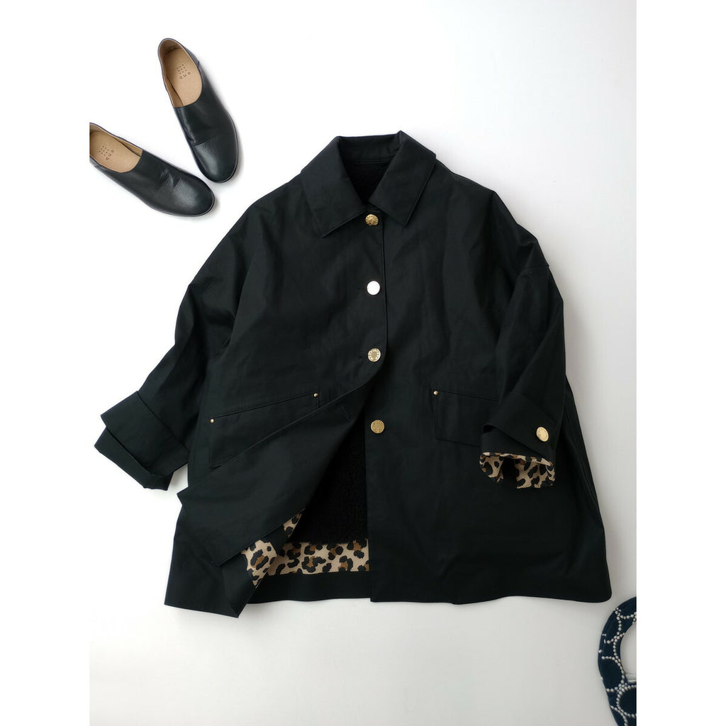 25AW MACKINTOSH × JOURNAL STANDARD L'ESSAGE 別注 raintec DEXMI HUMBIE JACKET ゴム引き コートライナー付き レオパード 黒 ブラック 6【中古】