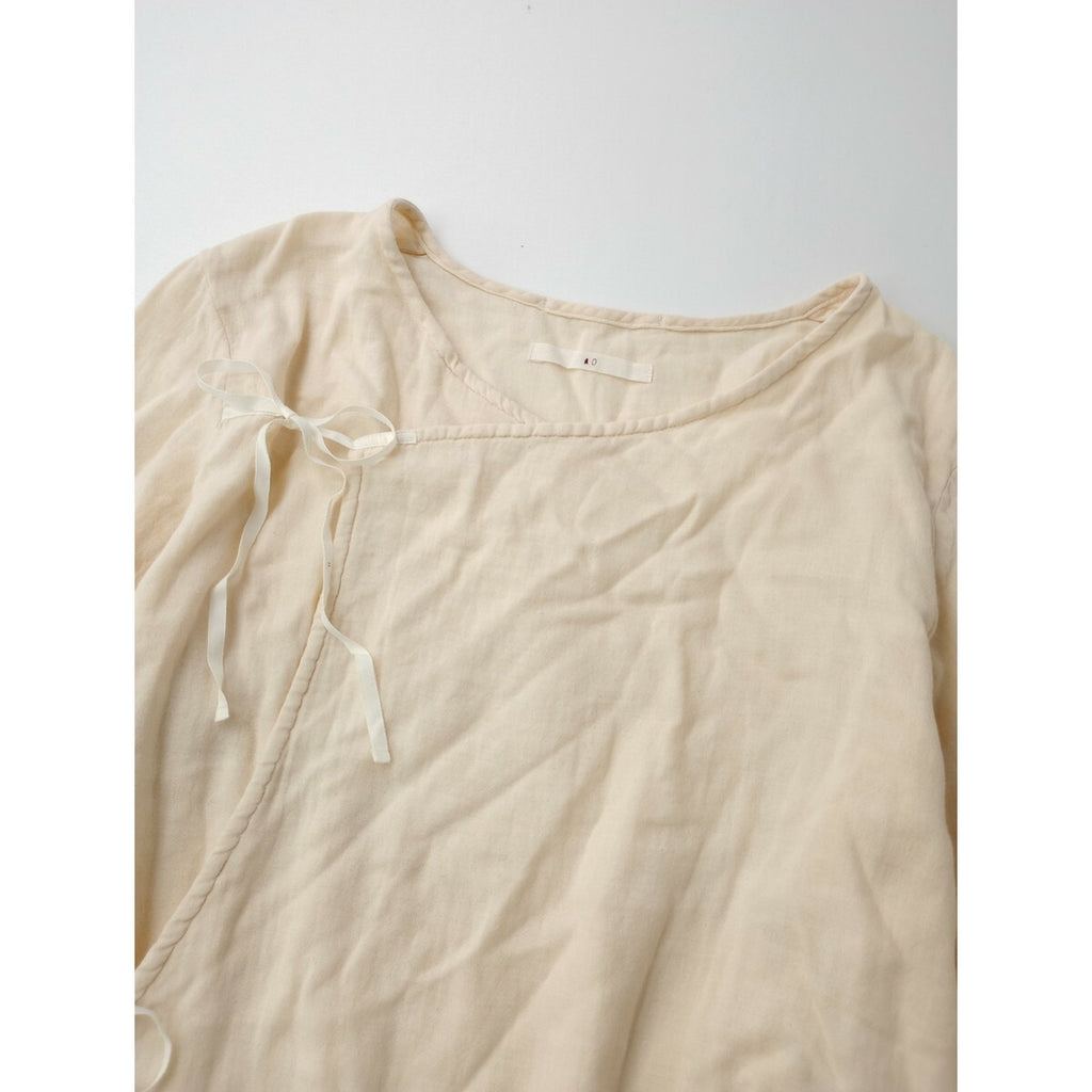 アオ 代官山 Ao daikanyama コットン 綿 100％ サージカル ロング ワンピース アイボリー L【中古】