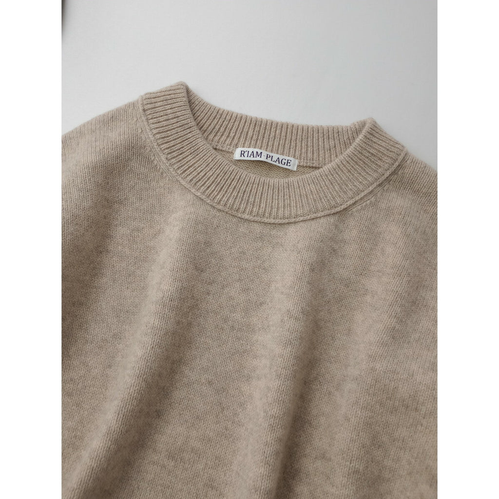 25AW R'IAM PLAGE リアム プラージュ ウール ヤク クルーネック ニット セーター 長袖 トップス ライトベージュ (17M＋0105)【中古】
