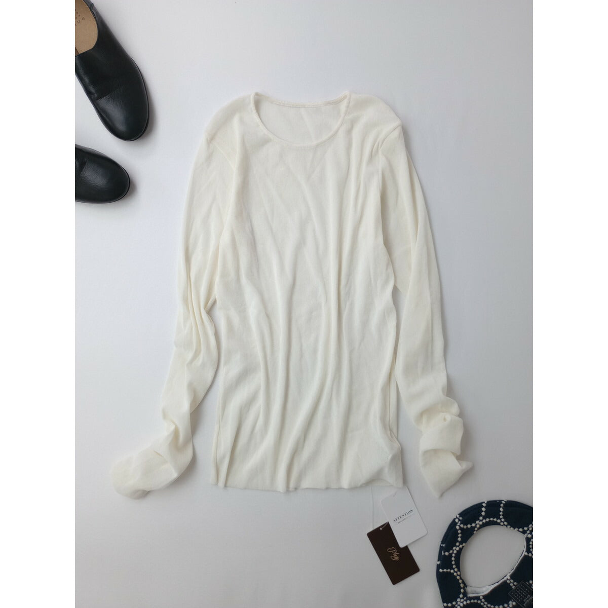 Plage プラージュ Co/Ny Sheer クルーネック シアー プルオーバー 長袖 カットソー トップス アイボリー F【中古】