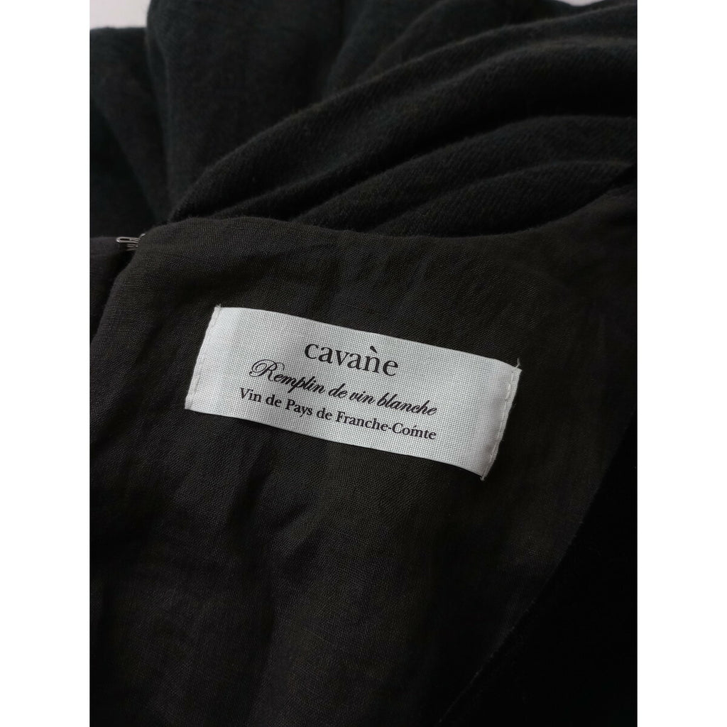 キャヴァネ cavane ベロア 切替 ロング ワンピース ドレス 黒 ブラック グレー (5M＋2634)【中古】