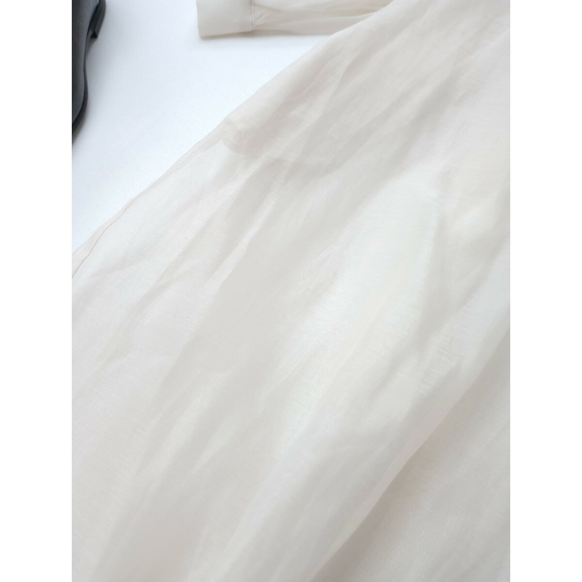 Tabrik タブリク cotton silk organzy shirtコットンシルク オーガンジーシアー シャツドレスワンピースアンティークリボン アイボリー【中古】