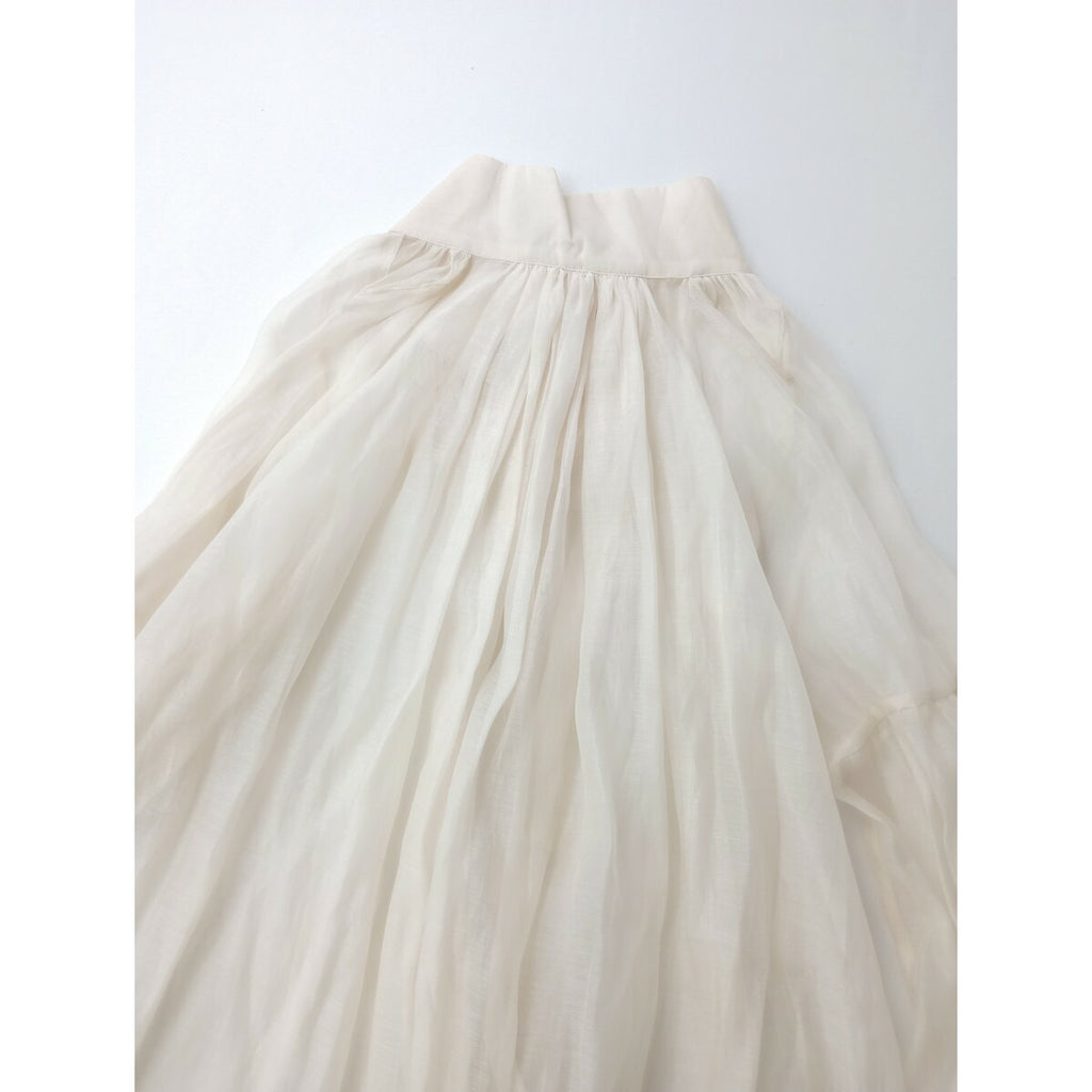 Tabrik タブリク cotton silk organzy shirtコットンシルク オーガンジーシアー シャツドレスワンピースアンティークリボン アイボリー【中古】