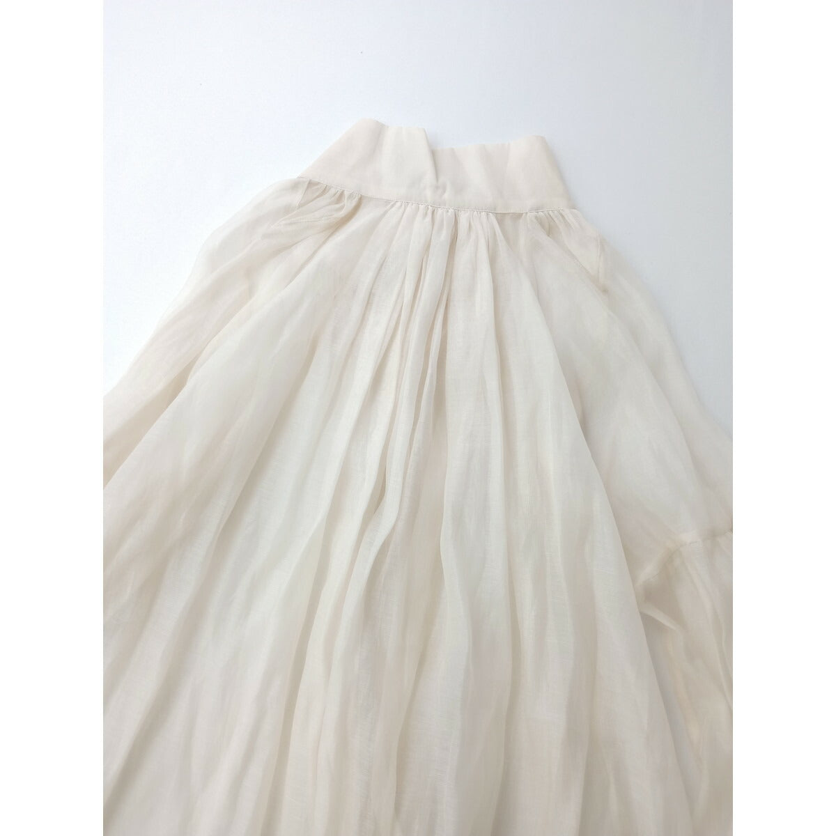 Tabrik タブリク cotton silk organzy shirtコットンシルク オーガンジーシアー シャツドレスワンピースアンティークリボン アイボリー【中古】