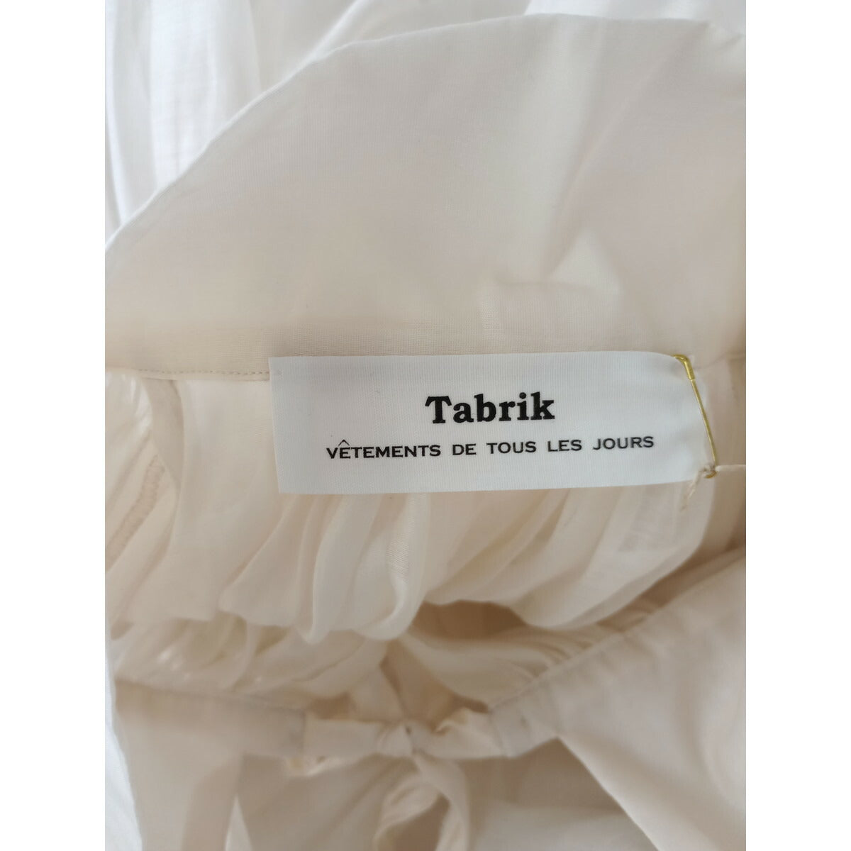 Tabrik タブリク cotton silk organzy shirtコットンシルク オーガンジーシアー シャツドレスワンピースアンティークリボン アイボリー【中古】